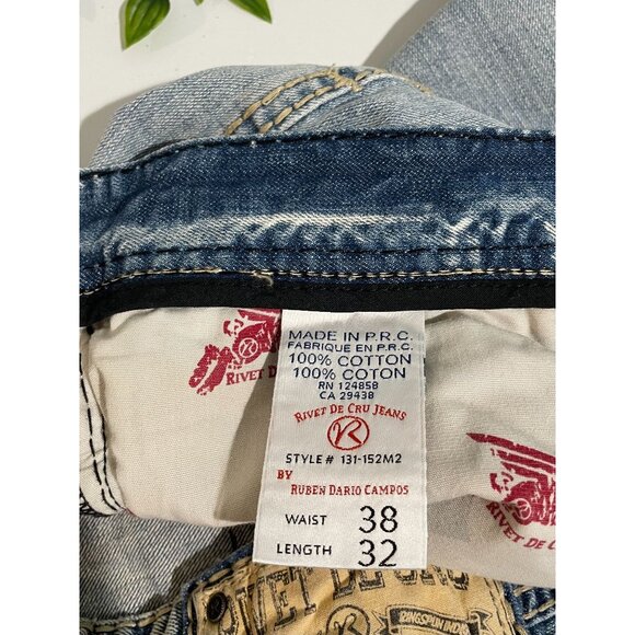 Rivet De Cru Jeans Men’s MAE RELAXED STRAIGHT Leg JEANS Distressed Faded 38x32 - Picture 6 of 16